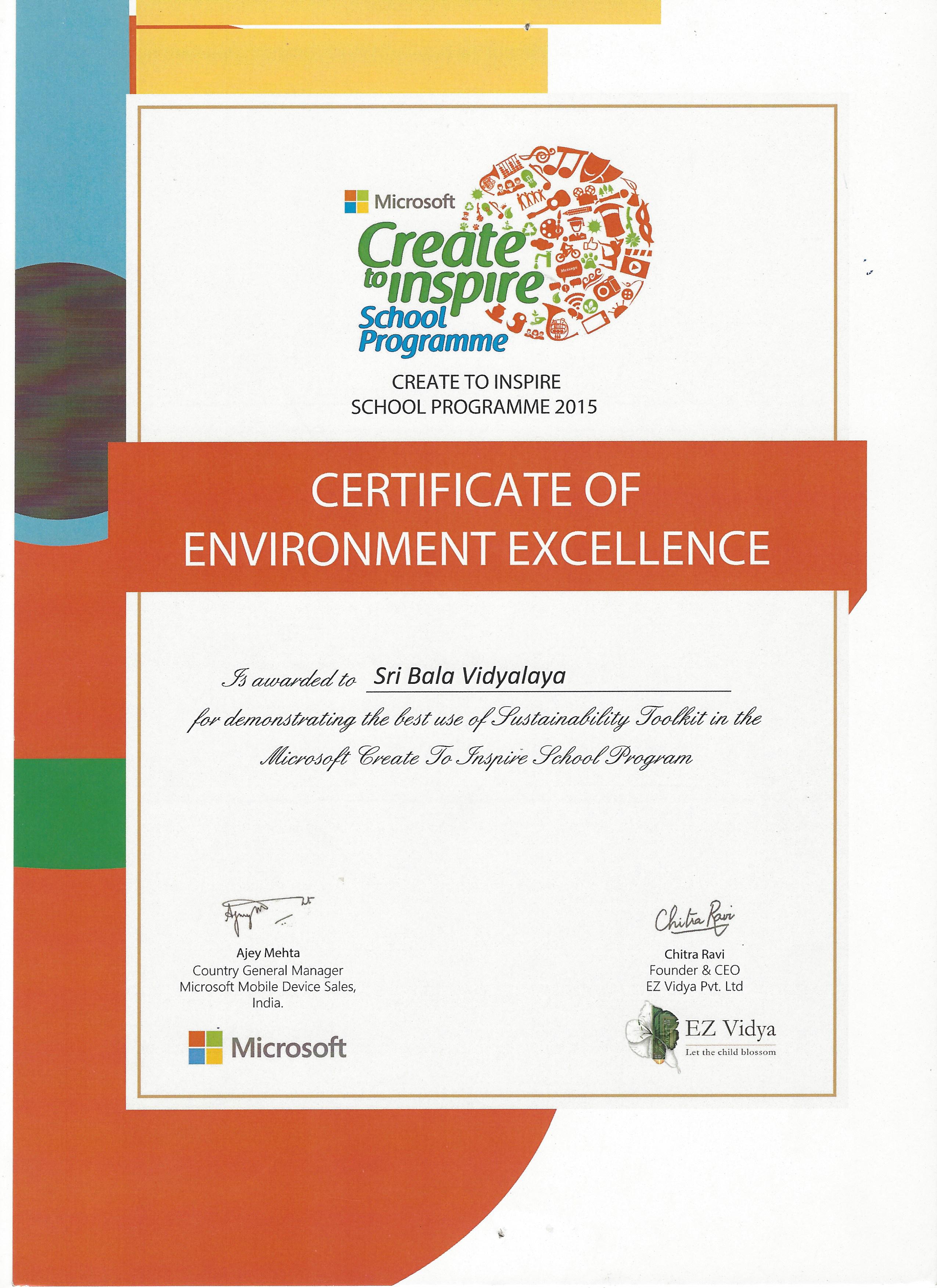 School achievement — Sri Bala Vidyalaya