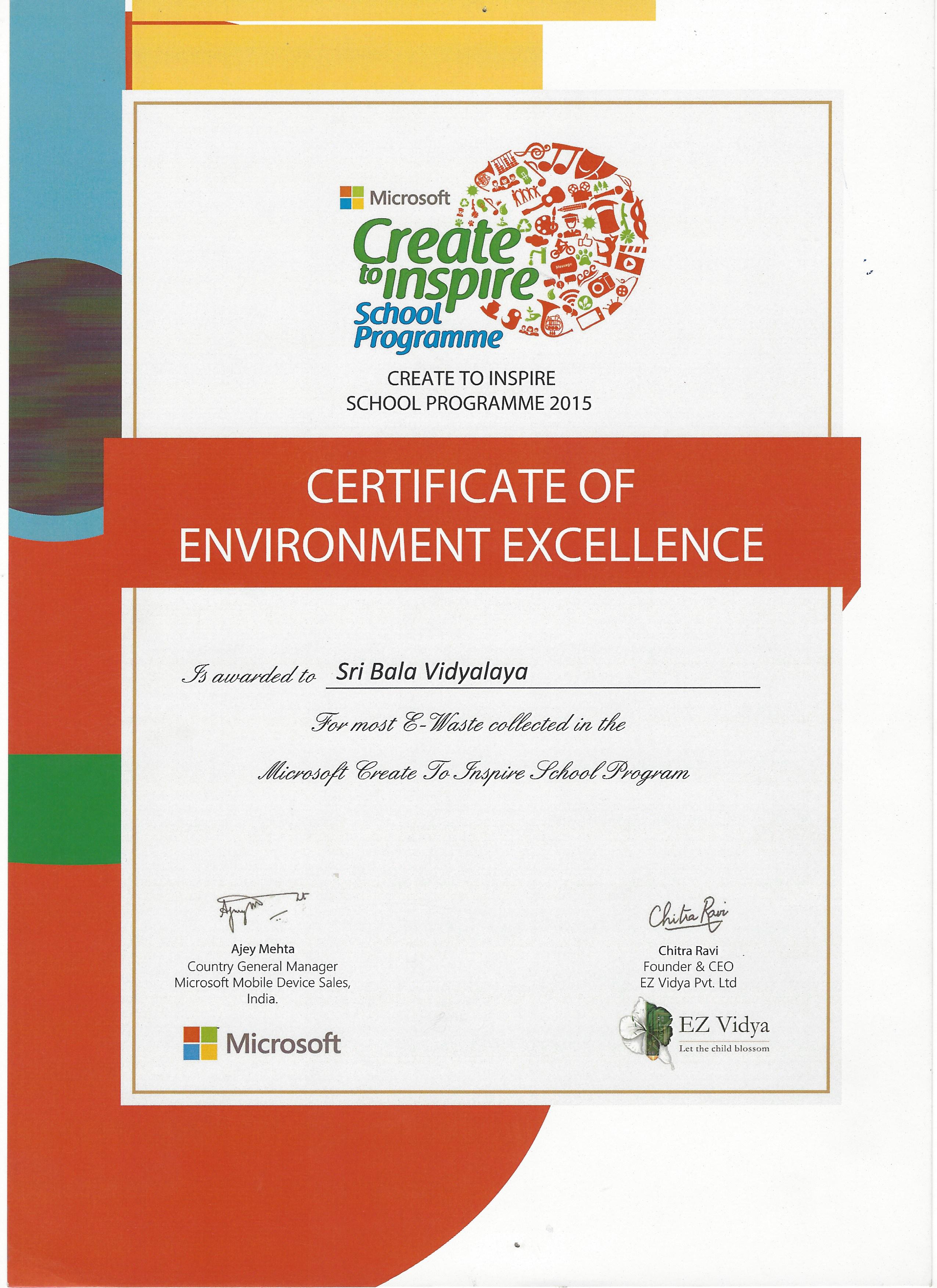 School achievement — Sri Bala Vidyalaya