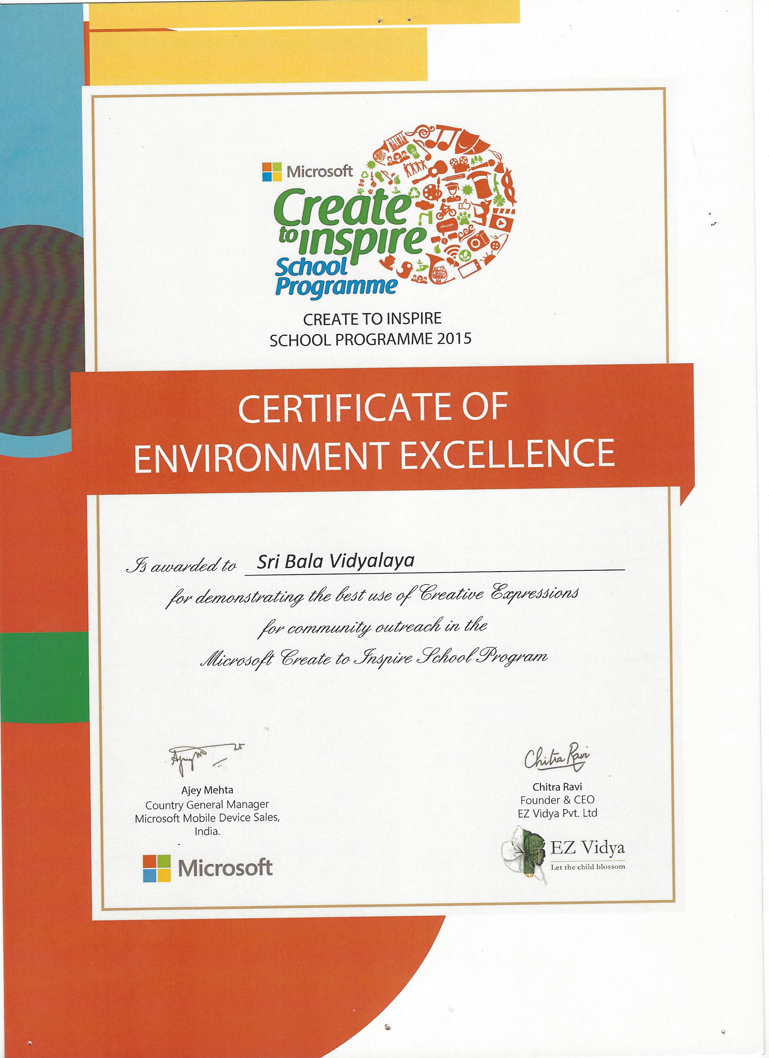 School achievement — Sri Bala Vidyalaya