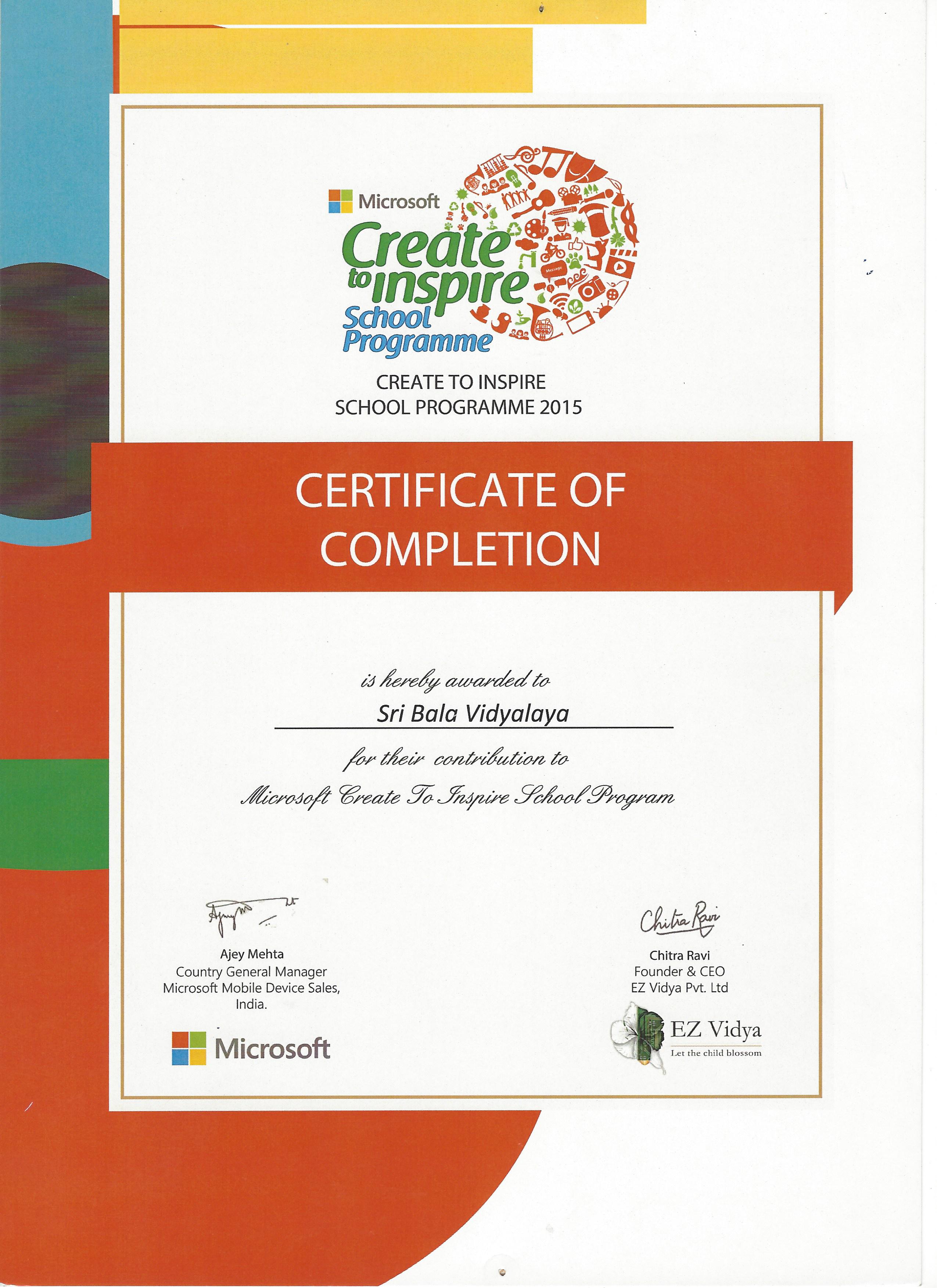 School achievement — Sri Bala Vidyalaya
